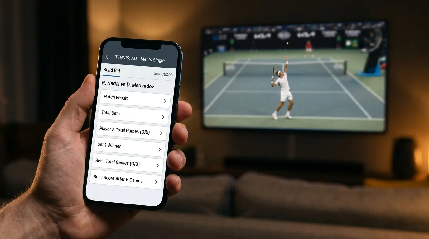 Several outcomes from one tennis match combined on a slip