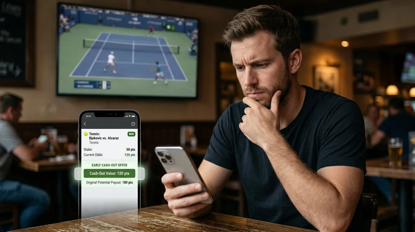 A bettor considering an early settlement offer on a winning tennis bet