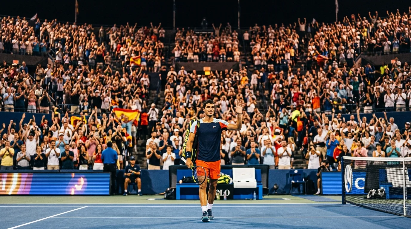 Spectators cheering a star player as the crowd piles onto the favourite