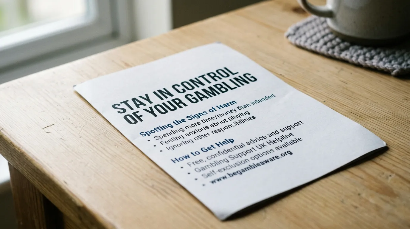 An awareness leaflet on staying in control while gambling in the UK