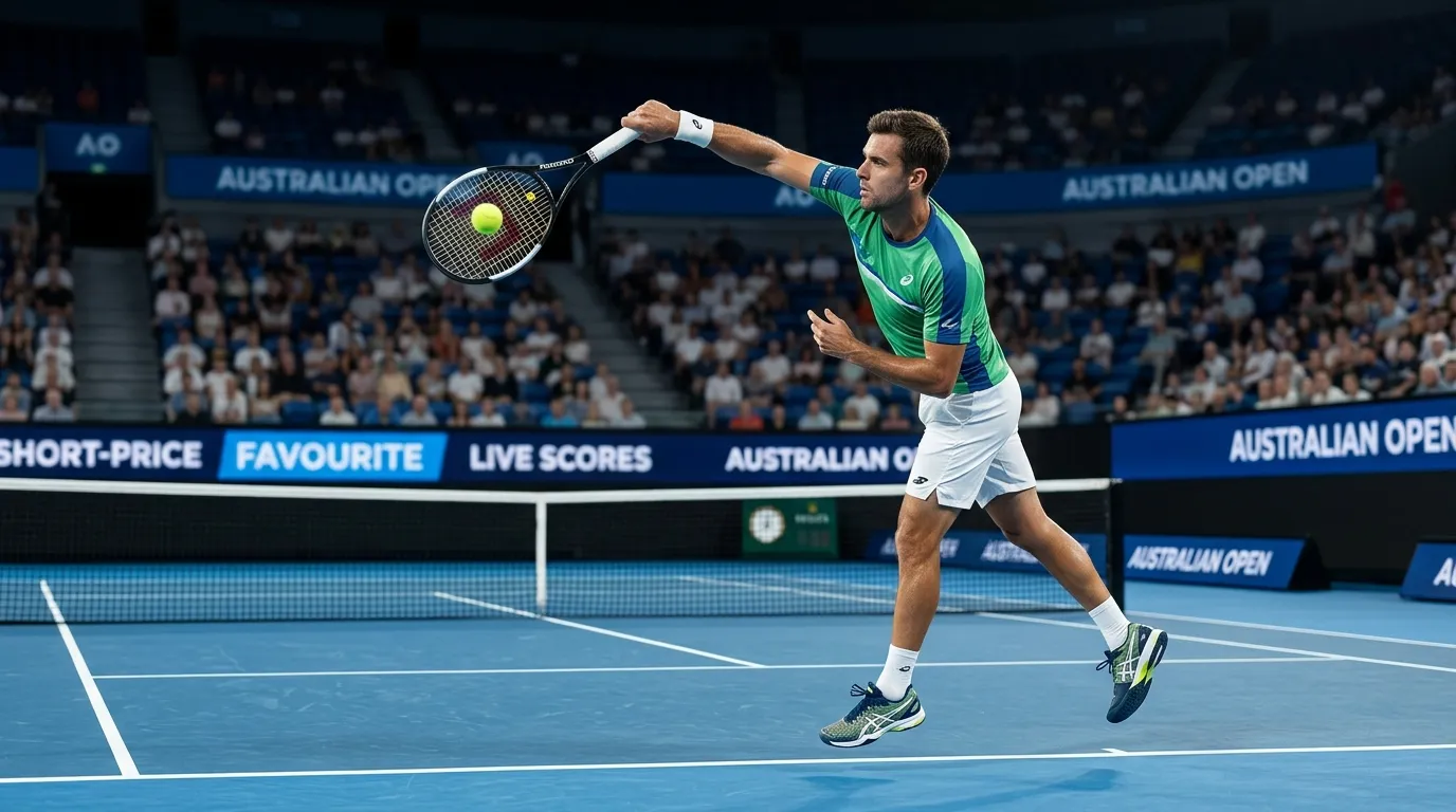 A leading player serving as a clear favourite on a hard court
