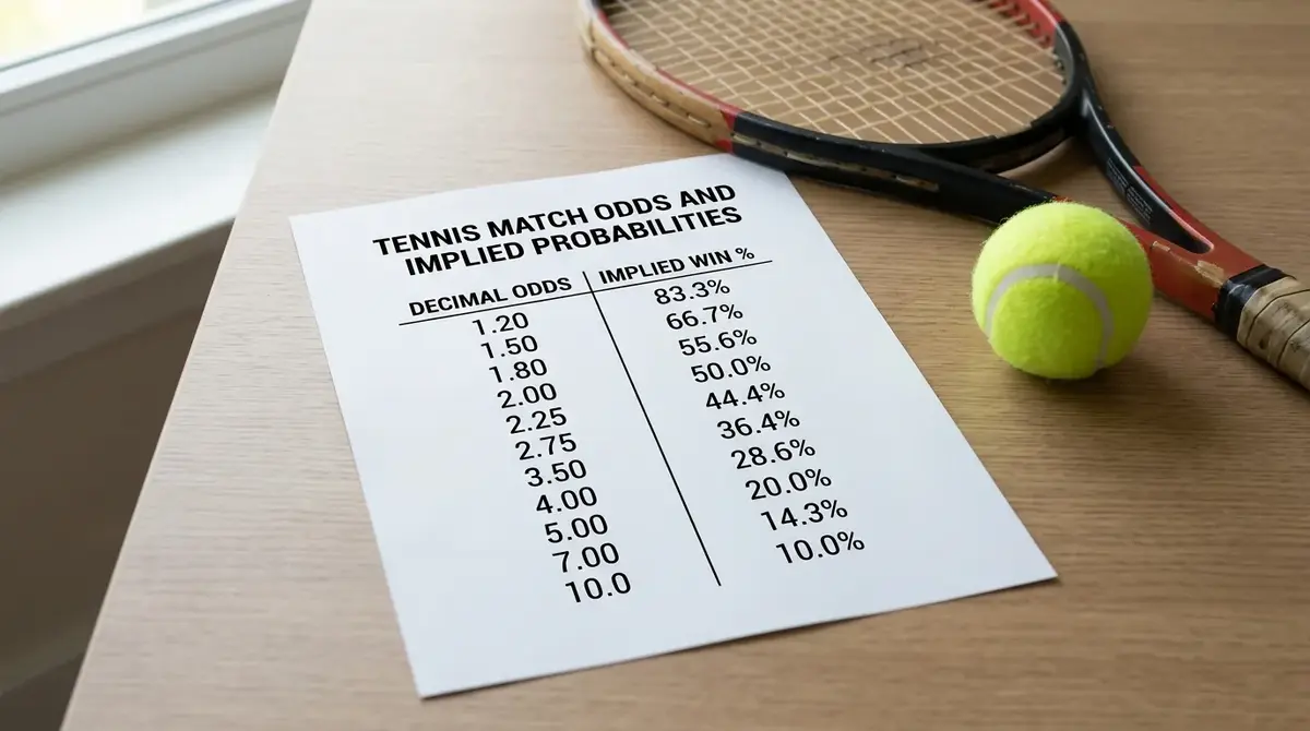 Tennis odds shown next to their implied win probability to illustrate finding value