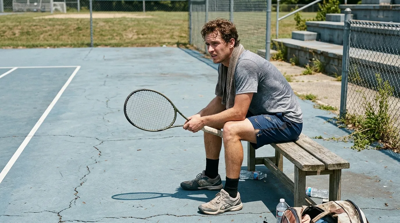 A lower-ranked player grinding out a living on a quiet outside court