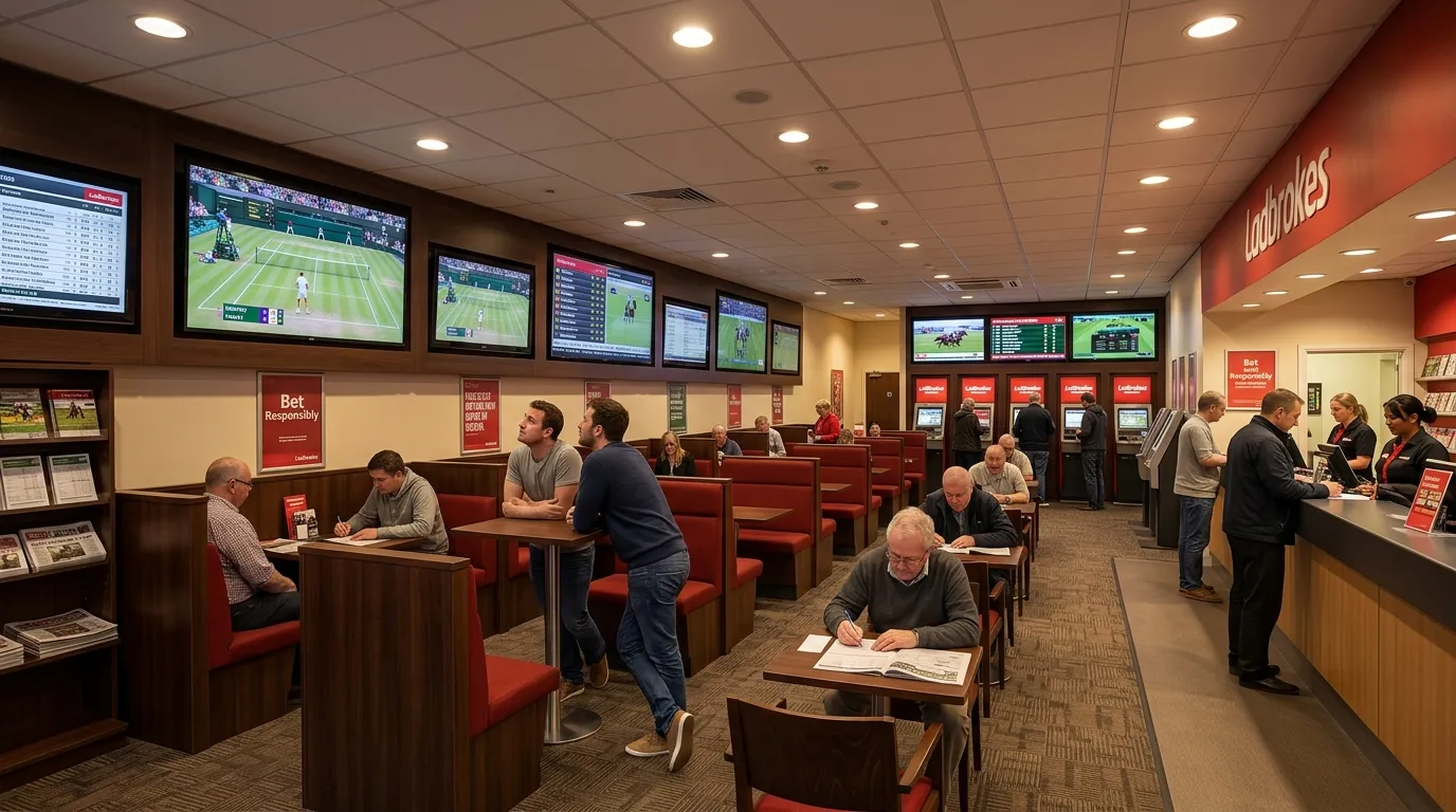 A UK betting shop interior illustrating the scale of the online betting market