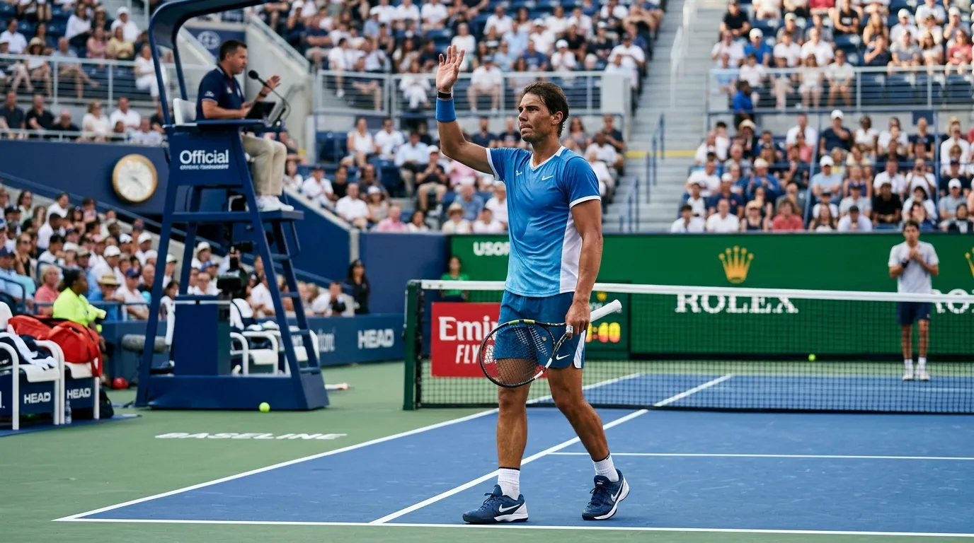 A player signalling to the umpire that they cannot continue the match