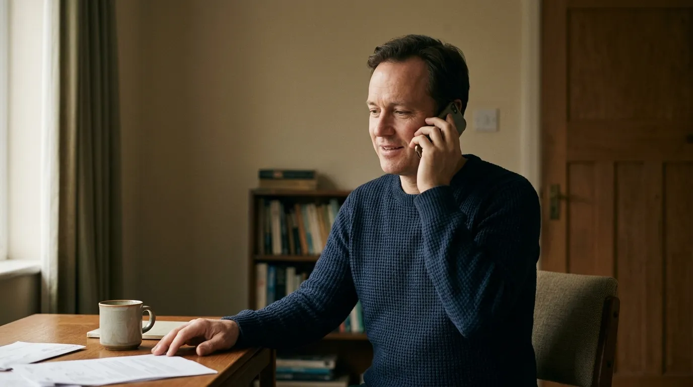 A person reaching out for confidential gambling support by phone