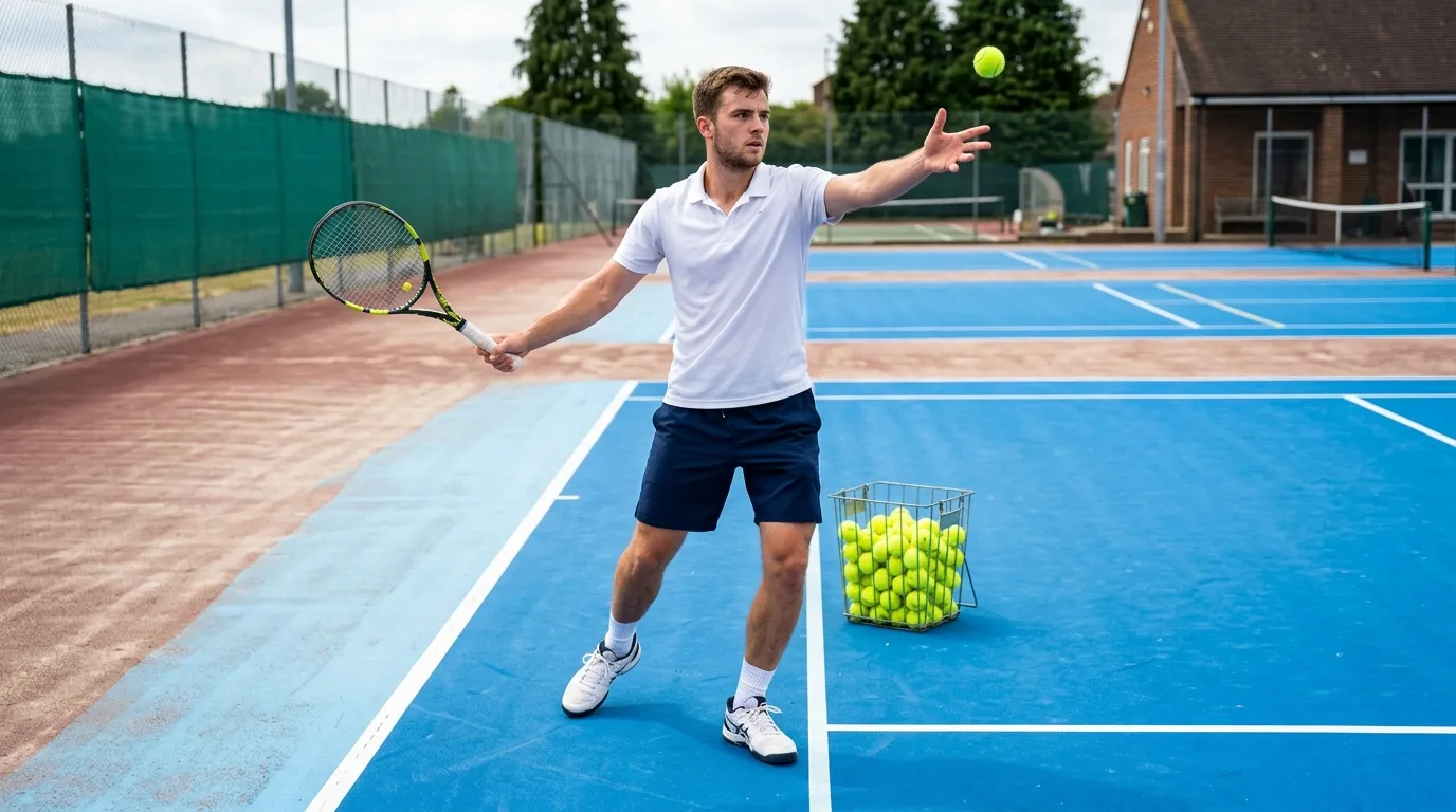 A server moving from slow to fast courts for an edge