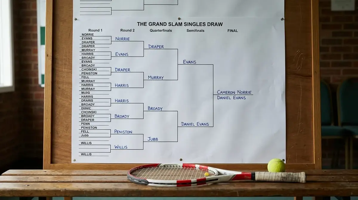 Grand Slam tournament draw sheet used to price outright and futures tennis bets