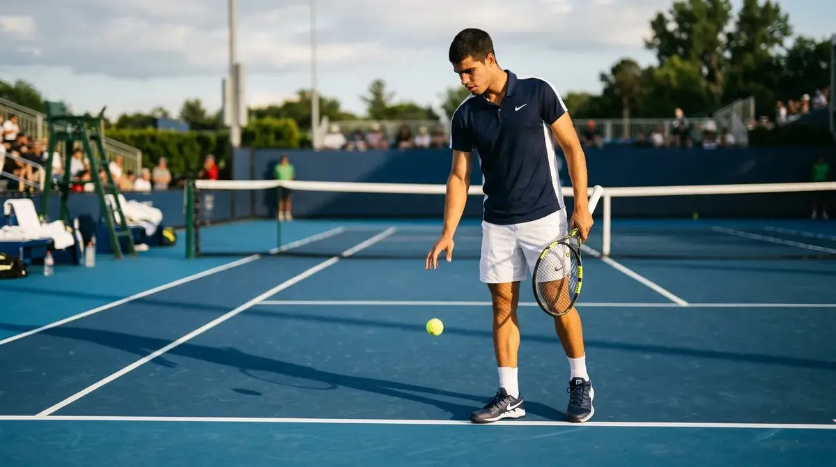 Tennis player between points on a hard court, the natural pause that suits in-play betting