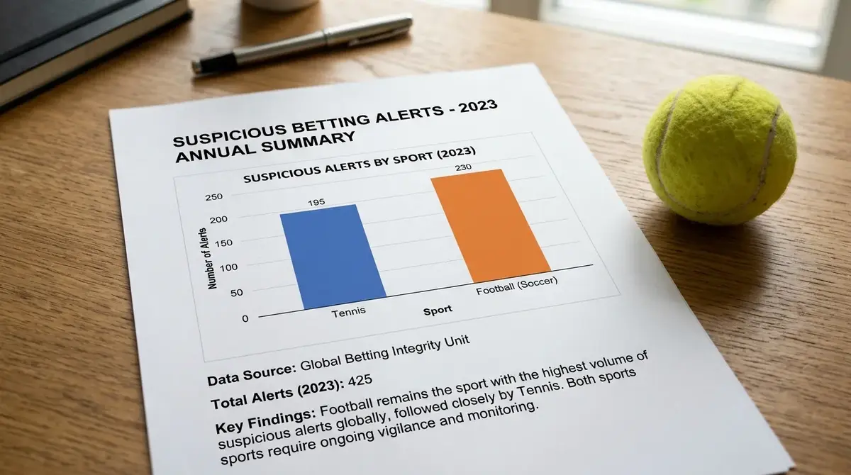 Bar chart comparing suspicious betting alerts in tennis and football for the year