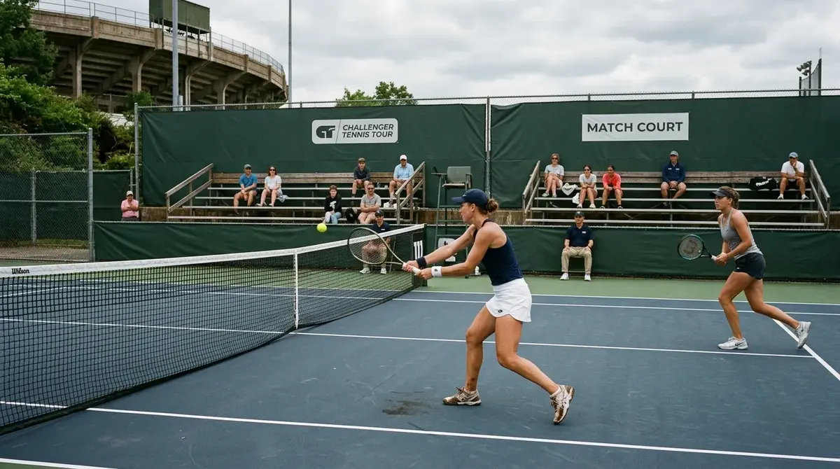 Quiet Challenger tennis match on an outside court, the calendar depth a good site should cover