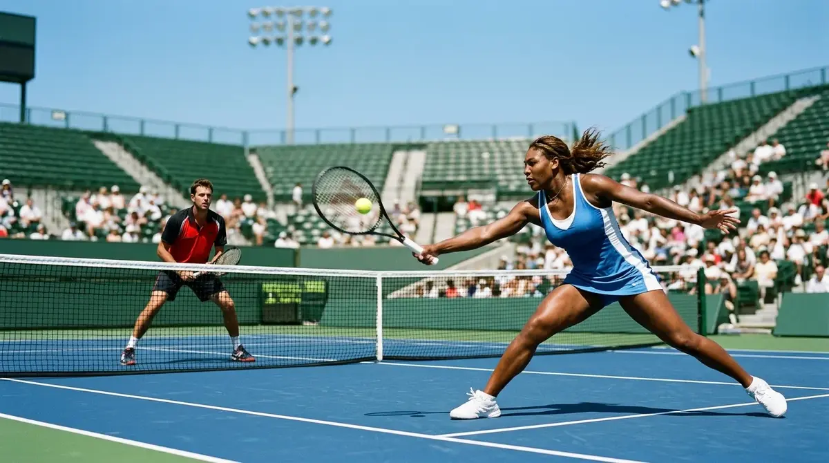 Long baseline rally on a hard court illustrating how total games over under lines are priced