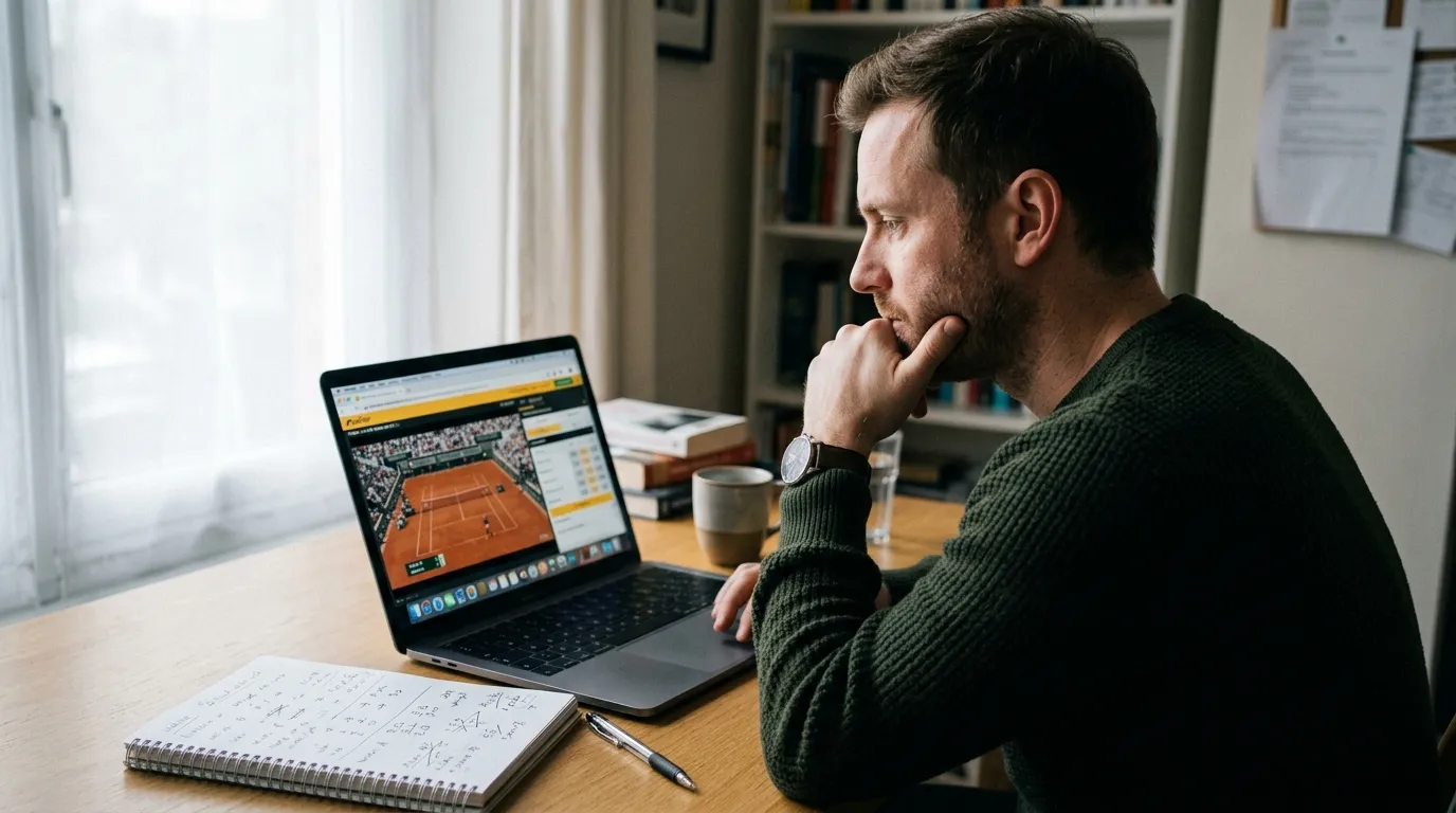 A bettor weighing a tennis player's true chance of winning against the price on offer