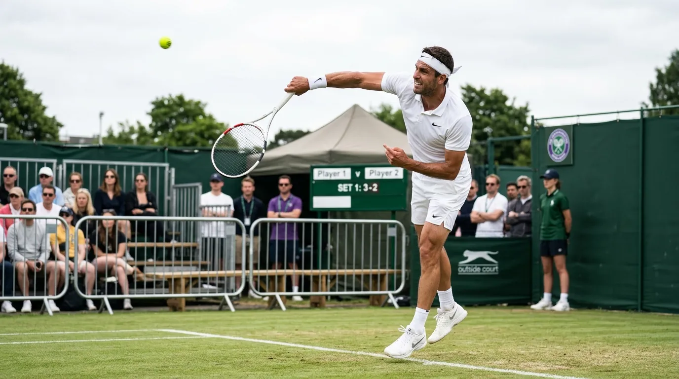 An unseeded big server threatening an upset in the Wimbledon early rounds