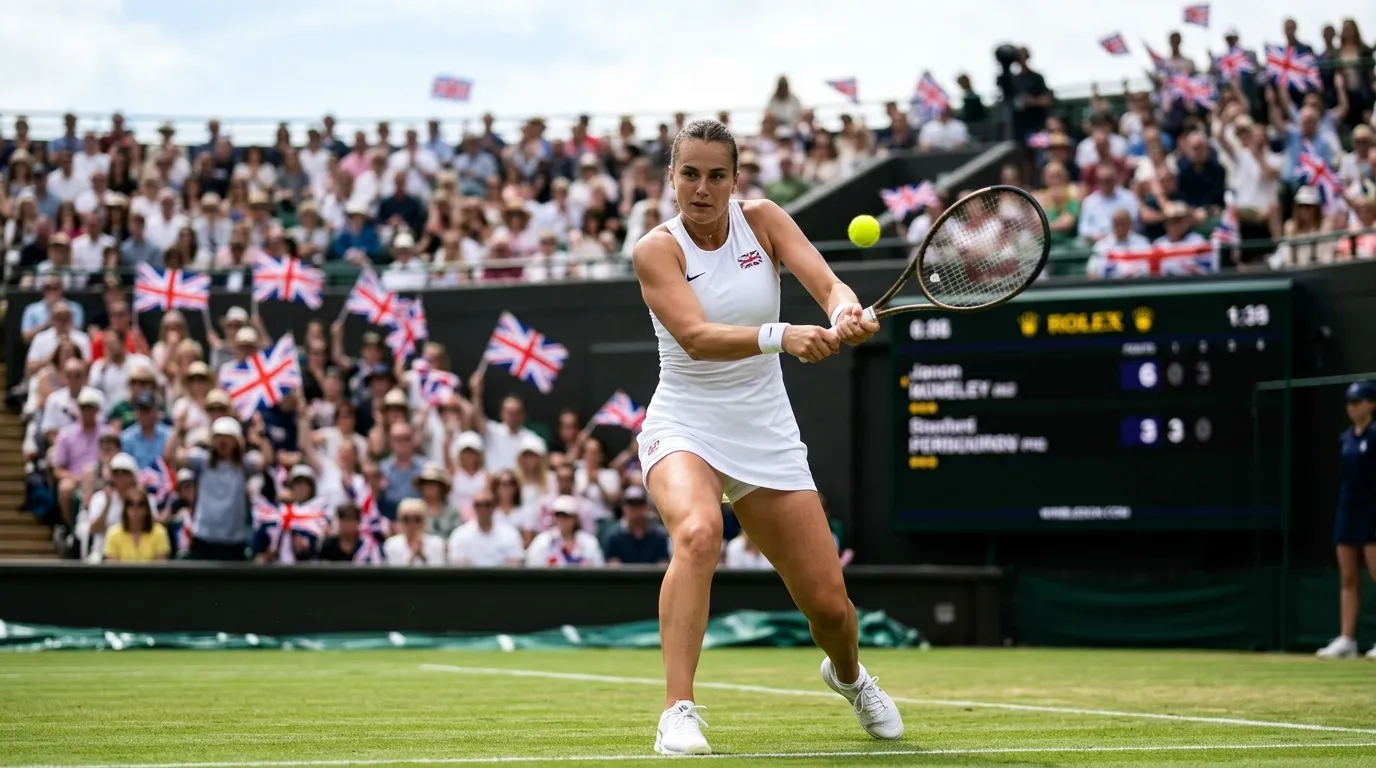 A British player competing on grass to home support at Wimbledon